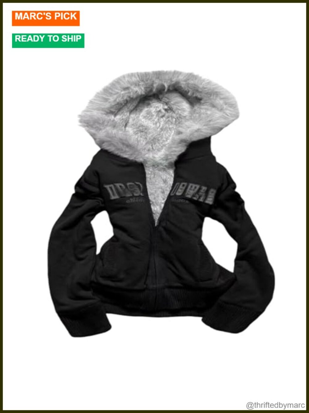 Y2K Cropped Winter Coat Fur Hoodie Zip Up Fuzzy Jacket